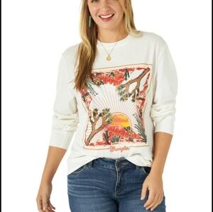 Wrangler White Graphic Long Sleeve Shirt M